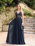 Luxury Navy A-Line Evening Dress